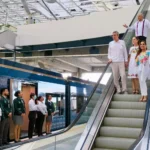 Mara Lezama junto a López Obrador y a Claudia Shenbaum durante la inauguración del tren P’atal