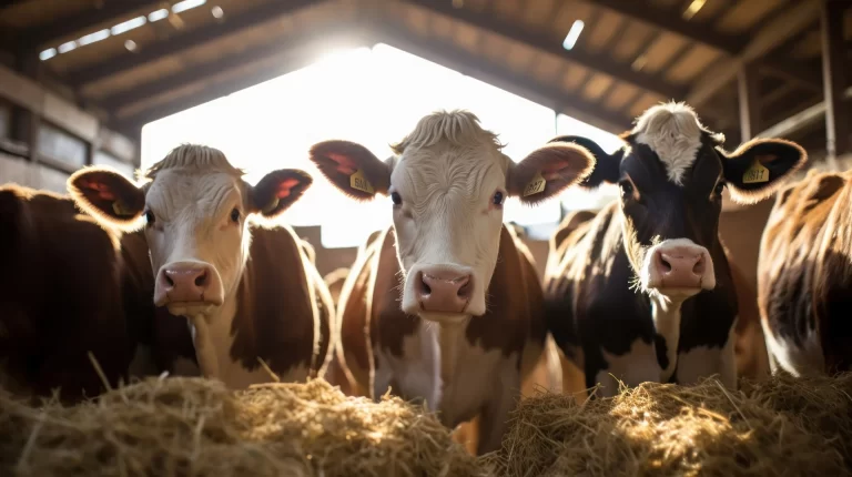 grupo de vacas en un establo